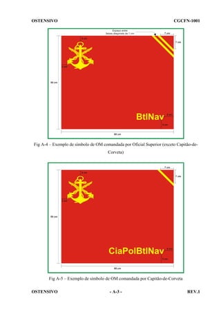 OSTENSIVO

CGCFN-1001

Fig A-4 – Exemplo de símbolo de OM comandada por Oficial Superior (exceto Capitão-deCorveta)

Fig A-5 – Exemplo de símbolo de OM comandada por Capitão-de-Corveta
OSTENSIVO

- A-3 -

REV.1

 