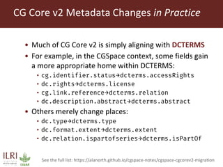CG Core v2 schema from the DSpace perspective