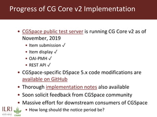 CG Core v2 schema from the DSpace perspective