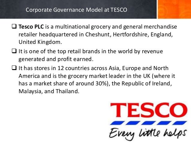 The organisational structure of tesco plc annual report