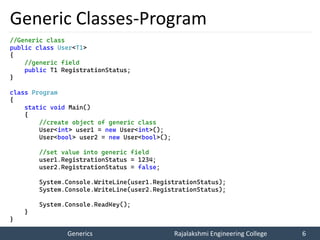 C# Generics - Computer Science and Engineering Department | PPT