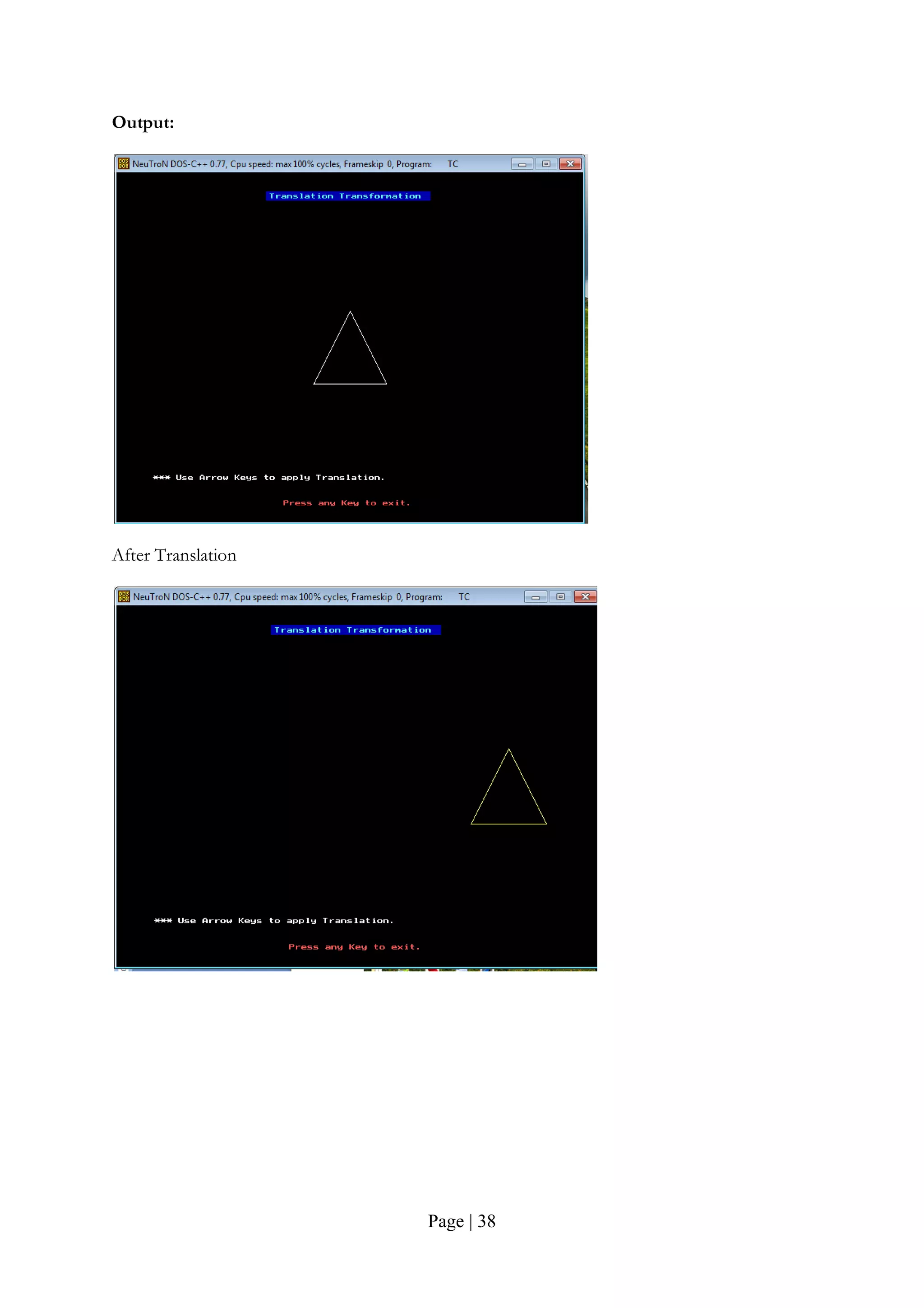 Page | 38
Output:
After Translation
 