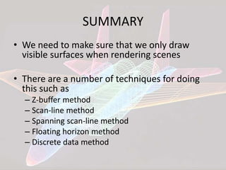 Computer Graphics - Hidden Line Removal Algorithm | PPTX