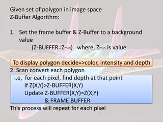 Computer Graphics - Hidden Line Removal Algorithm | PPTX