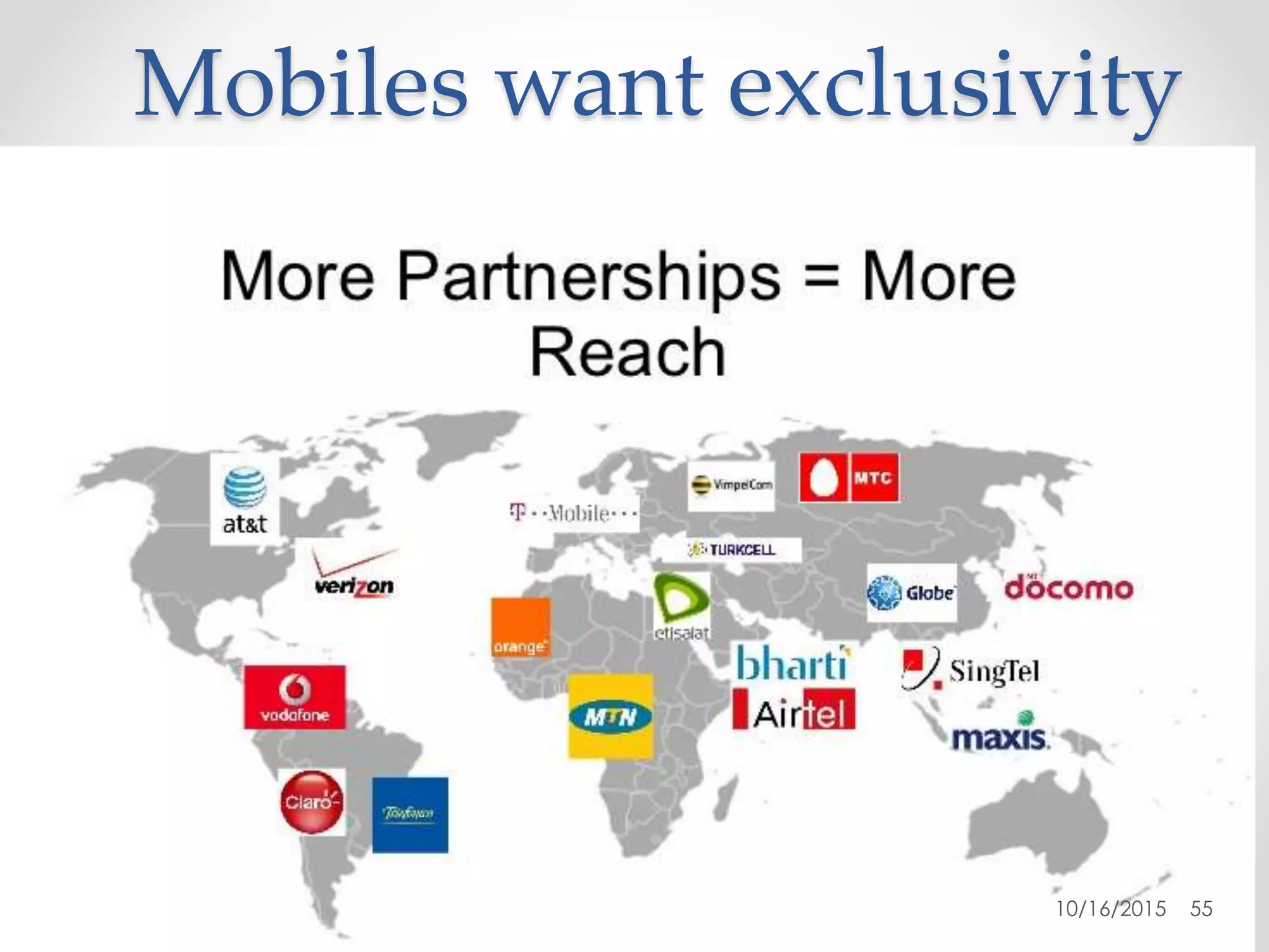 Mobiles want exclusivity
10/16/2015 55
 