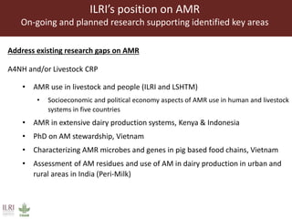 CGIAR strategy on antimicrobial resistance: ILRI's position on antimicrobial resistance in livestock, aquaculture and implications for human health