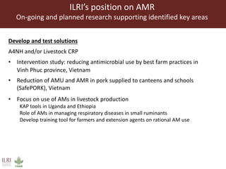 CGIAR strategy on antimicrobial resistance: ILRI's position on antimicrobial resistance in livestock, aquaculture and implications for human health
