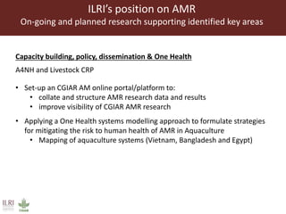 CGIAR strategy on antimicrobial resistance: ILRI's position on antimicrobial resistance in livestock, aquaculture and implications for human health