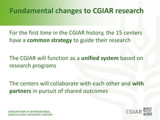 Institutional Frameworks, Experience with CGIAR reform (PPT format)