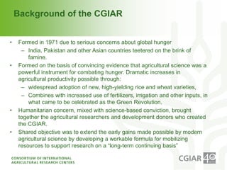 Institutional Frameworks, Experience with CGIAR reform (PPT format)