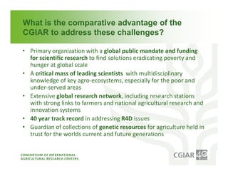 Institutional Frameworks, Experience with CGIAR reform