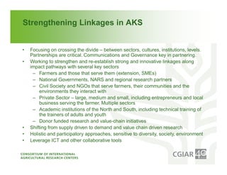 Institutional Frameworks, Experience with CGIAR reform