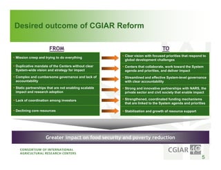 Institutional Frameworks, Experience with CGIAR reform