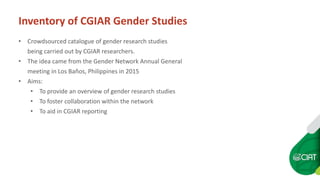 Data and Information Management Tools for the CGIAR Gender and Agriculture Research Network