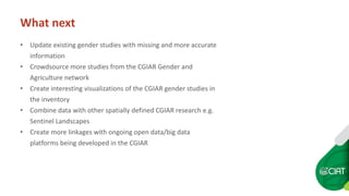 Data and Information Management Tools for the CGIAR Gender and Agriculture Research Network
