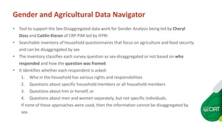 Data and Information Management Tools for the CGIAR Gender and Agriculture Research Network