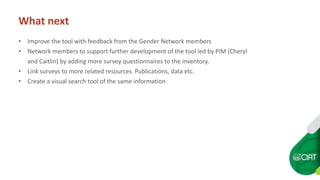 Data and Information Management Tools for the CGIAR Gender and Agriculture Research Network