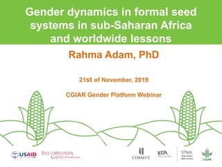 Gender dynamics in formal seed systems in Sub-Saharan Africa and worldwide lessons