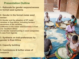 Gender dynamics in formal seed systems in Sub-Saharan Africa and worldwide lessons