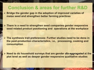 Gender dynamics in formal seed systems in Sub-Saharan Africa and worldwide lessons