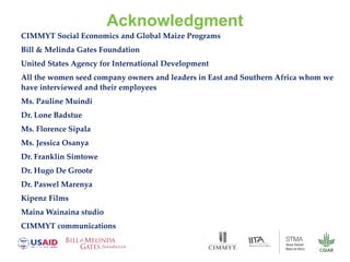 Gender dynamics in formal seed systems in Sub-Saharan Africa and worldwide lessons