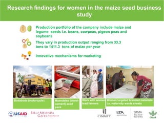 Gender dynamics in formal seed systems in Sub-Saharan Africa and worldwide lessons