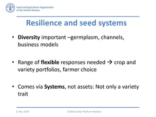 Seed security and resilience: Gender perspectives