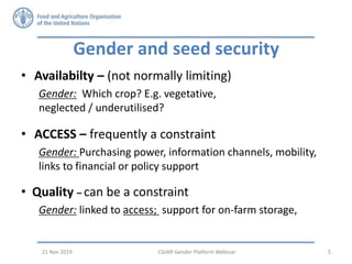 Seed security and resilience: Gender perspectives