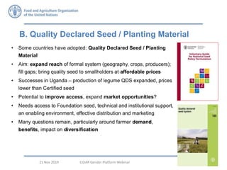 Seed security and resilience: Gender perspectives