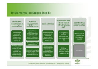 CGIAR Site Integration: Site Integration Plans – next steps