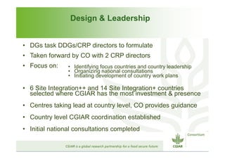 CGIAR Site Integration: Site Integration Plans – next steps