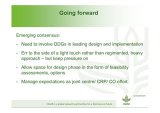 CGIAR Site Integration: Site Integration Plans – next steps