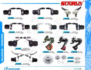 PAL1803    SL-KDSG-03L                    PAL1802    SL-KDSG-03C
                                                                                                    PAL1801    SL-KDSG-03
                                          7V                                        7V
                                                                                                                        6V




                       PAL1804    SL-KDSG-03A                   PAL1805    SL-KDSG-03B              PAL1806      SL-TS31A
                                            7V                                      7V                                  7V
PALANCAS - TENSORES




                                  PAL1807        SL-KDSG-40
                                            VISOR OPTICO - 7V

                                                                          TEN1801 HG-16A
                                                                          PAL1803          TEN1802 HG-18A
                                                                                           PAL1803               TEN1803 HG-19A
                                                                                                                 PAL1803




                                                                                                            PCH1803
                                                                                                            PAL1803     CS-718
                                                                                                                      12-28D - 7V

                                                                                                            PCH1804
                                                                                                            PAL1803     CS-818
                                                                                                                      12-28D - 8V
                                  PAL1808        SL-KDSG-60
                                                           7V
 