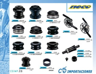 JDR0802    H867EW            JDR0803     H855NW              JDR0804    H373
                  1-1/8                        1-1/8             1.5" REDUCE A 1-1/8




                                                                                       TRI0801   KA401

                                                                                                 44x32x22T

 JDR0805      H50             JDR0806       H383              JDR0807     H104
       1-1/8 INTEGRADO            1.5" REDUCE A 1-1/8            1" SEMI INTEGRADA
                                                                                                              DOB0801     KA 501

                                                                                                                          53x39T




                                                                                                             ECE0801    113.5 MM
JDR0808     H114            JDR0809       H146               JDR0810     H148
                                                                                                             ECE0802    118 MM
1-1/8" SEMI INTEGRADA        1-1/8" SEMI INTEGRADA                          1-1/8"
                                                                                                             ECE0803    122.5 MM




                          H845C                    EPA0801      3615K
              JDR0802
                             1-1/8                              AHEAD
 