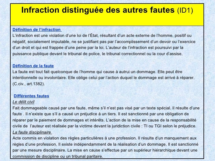 Définition De L’Infraction , Infraction matérielle et infraction ...