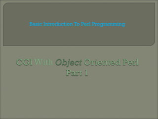 Basic Introduction To Perl Programming 