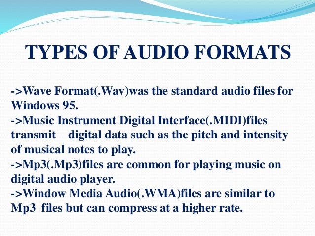 multimedia data and file format type of audio format