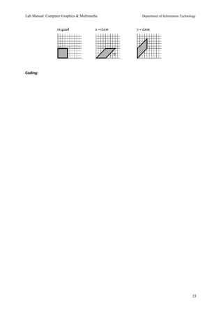Lab Manual: Computer Graphics & Multimedia Department of Information Technology 
Coding: 
23 
 