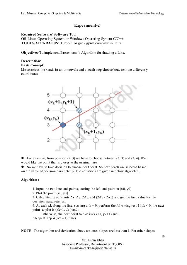 Implementation Of Bresenham S Line Drawing Algorithm In Java : Cgm lab manual