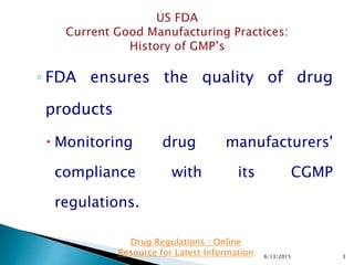 Gmp Amendment History & Evolution of GMP Regulations | PPTX
