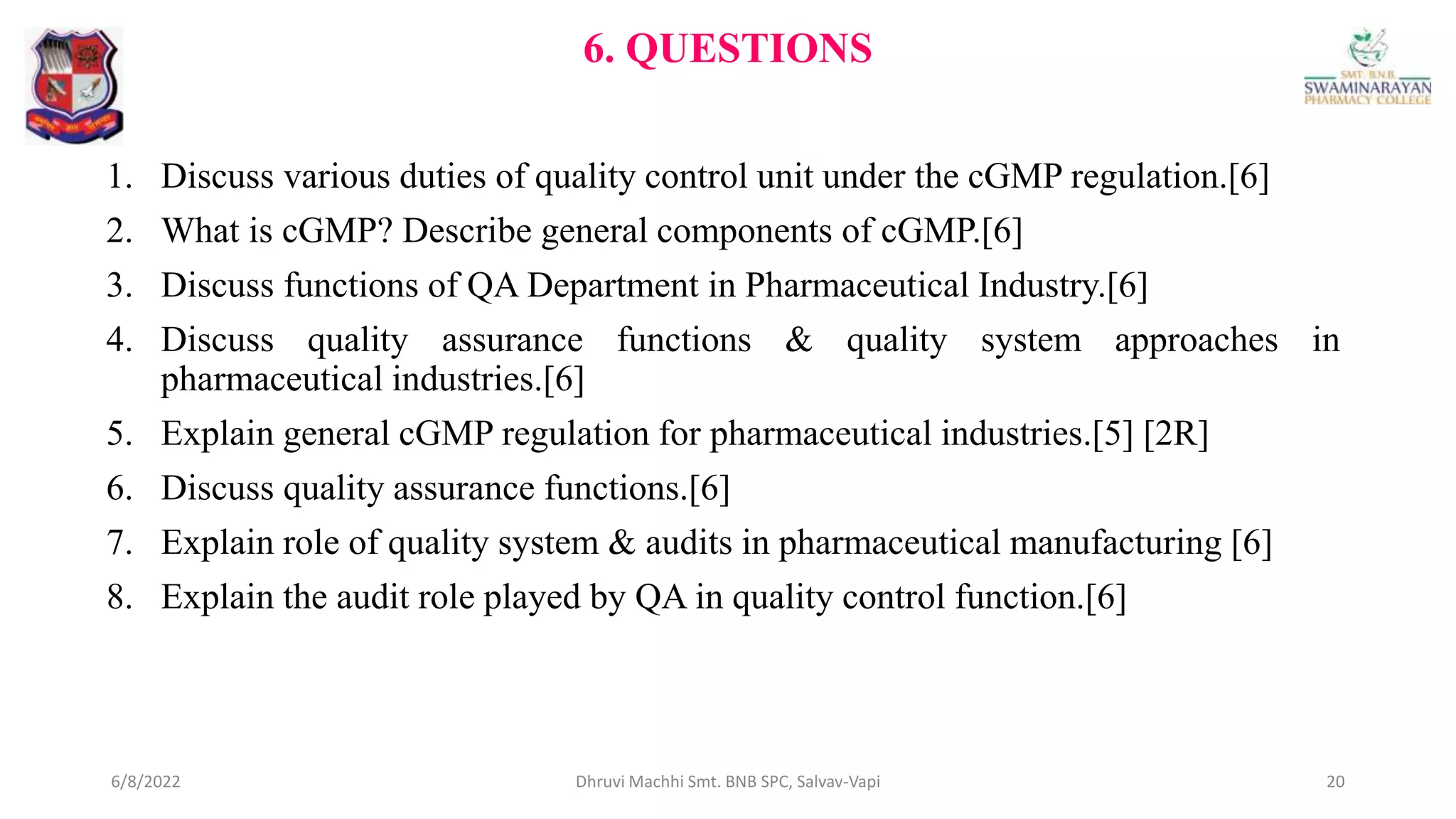 cGMP regulations & QA function.pptx