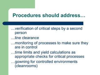 Good Manufacturing Practices