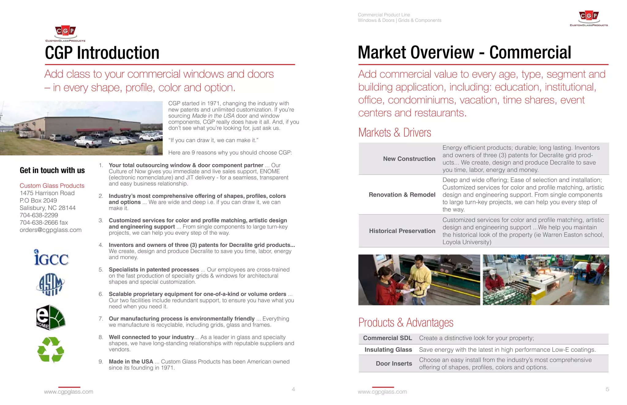 CGP commercial catalog for window and SDL grids PDF