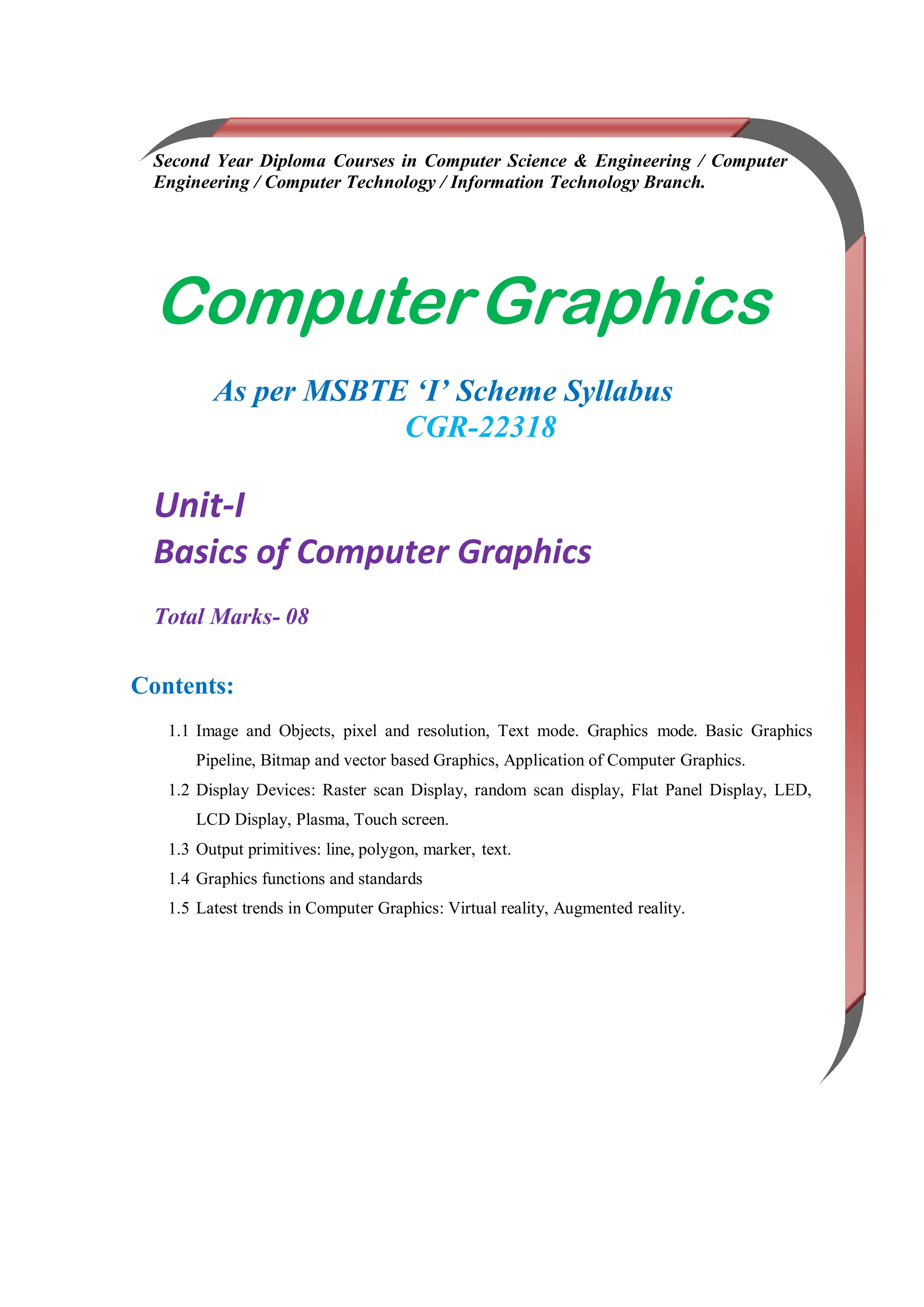 CGR-Unit-1 Basics of Computer Graphics.pdf