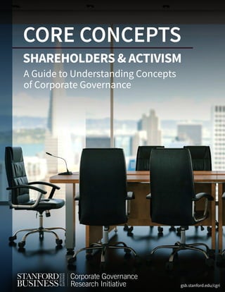 gsb.stanford.edu/cgri
CORE CONCEPTS
SHAREHOLDERS & ACTIVISM
A Guide to Understanding Concepts
of Corporate Governance
gsb.stanford.edu/cgri
 