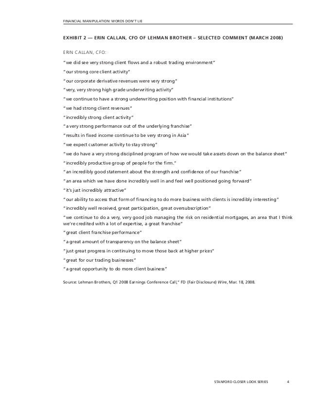 Financial Manipulation Words Don't Lie