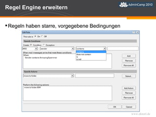 Regel Engine erweitern Regeln haben starre, vorgegebene Bedingungen 