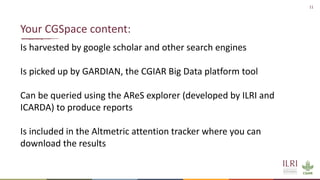 Reporting publications–CGSpace and AReS briefing for ILRI scientists