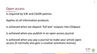 Reporting publications–CGSpace and AReS briefing for ILRI scientists