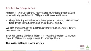 Reporting publications–CGSpace and AReS briefing for ILRI scientists